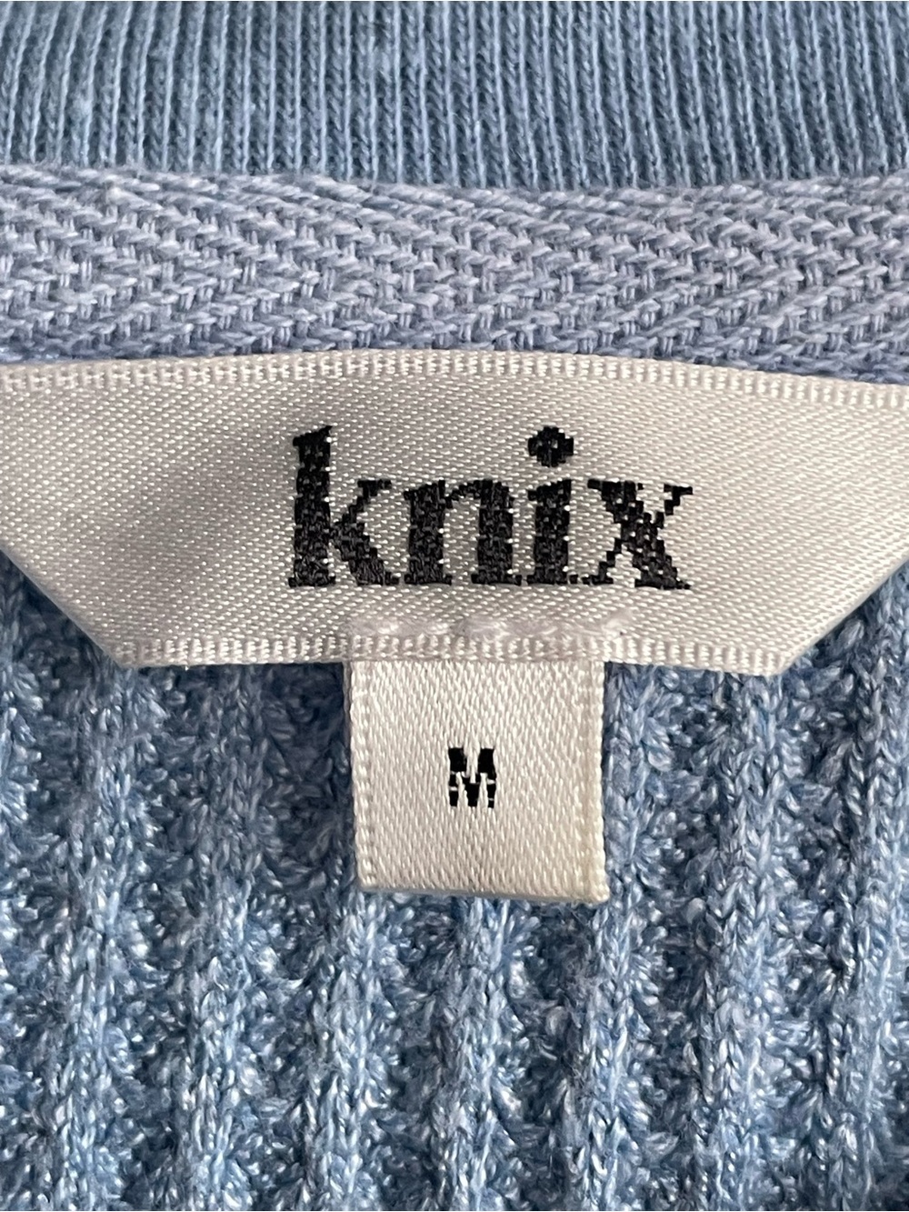 KNIX Light Blue Waffle Knit Henley Top - Picture 3 of 6